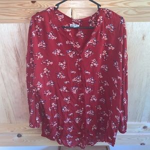 Wonderly floral button front shirt blouse size L